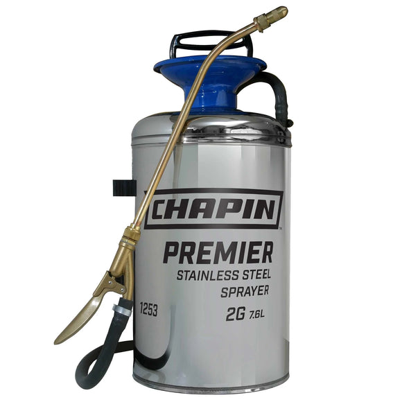 Chapin 1253: 2-gallon Premier Stainless Steel Tank Sprayer for Fertilizer, Herbicides and Pesticides - Chapin International