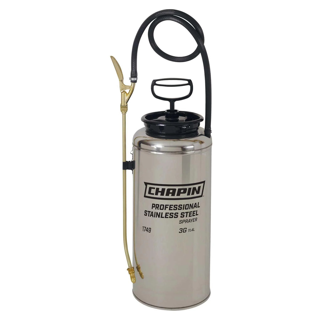 Chapin 1749: 3-gallon Industrial Stainless Steel Tank Sprayer with Brass Adjustable Nozzle - Chapin International