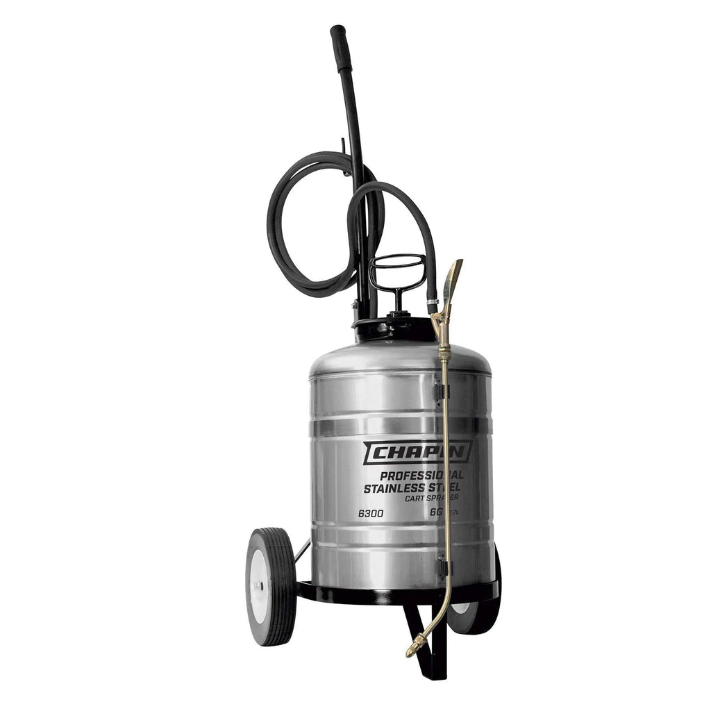 Chapin 6300: 6-gallon Stainless Steel Industrial Cart Sprayer with Adjustable Brass Cone Nozzle - Chapin International