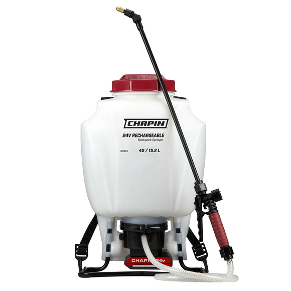 Chapin 63924: 4-Gallon 24V Rechargeable Battery Powered Backpack Sprayer for Fertilizers, Herbicides and Pesticides - Chapin International