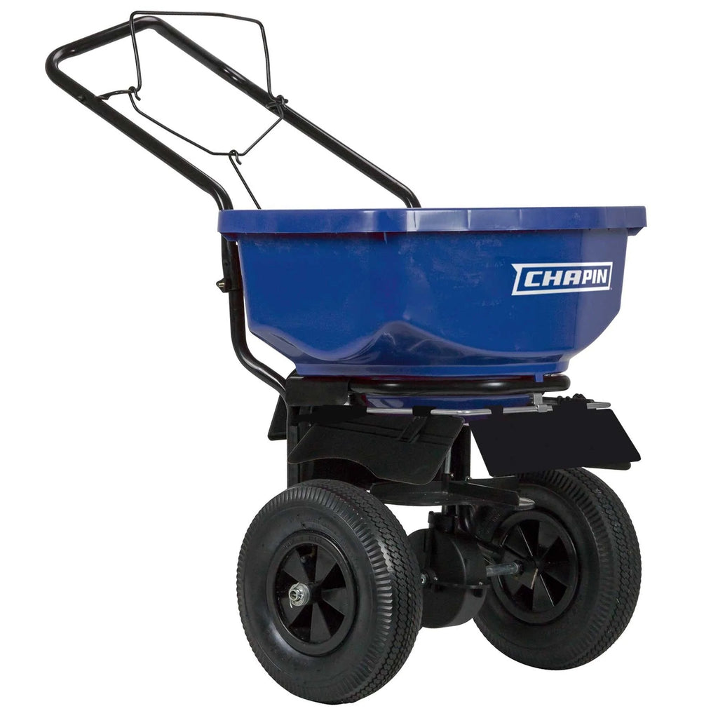 Chapin 8201A: 80-pound Residential Broadcast Salt Spreader with Baffles - Chapin International